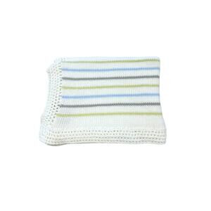 NEW GITA boy's blanket with pastel stripes in white
